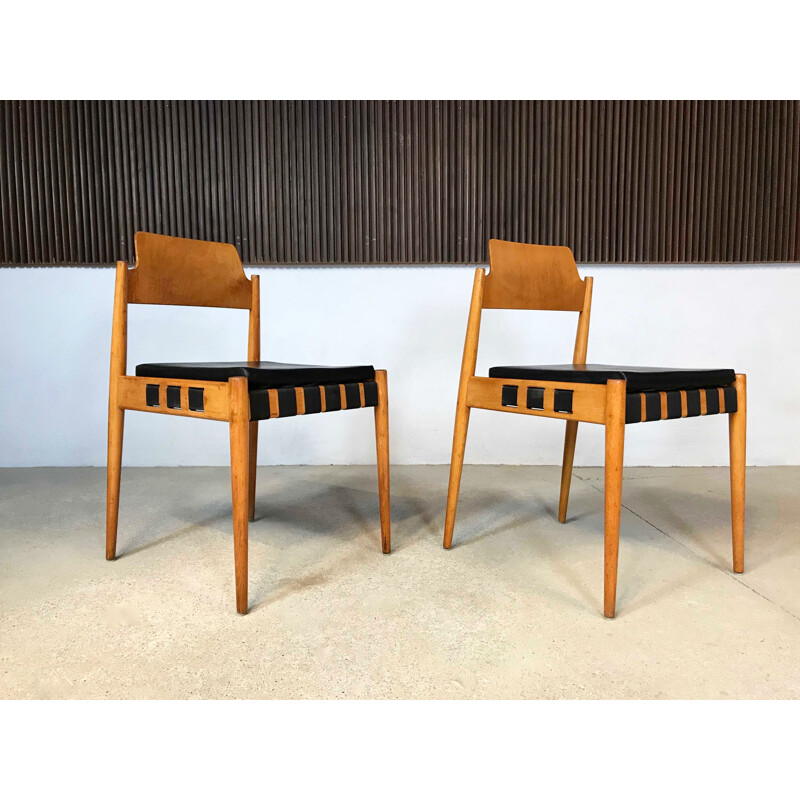 Pair of vintage Se 119 chairs in plywood by Egon Eiermann for Wilde and Spieth, Germany 1958s