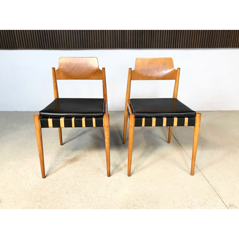 Paar vintage Se 119 multiplex stoelen van Egon Eiermann voor Wilde en Spieth, Duitsland 1958