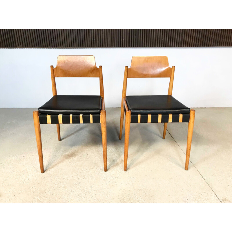 Paire de chaises vintage Se 119 en contreplaqué par Egon Eiermann pour Wilde et Spieth, Allemagne 1958