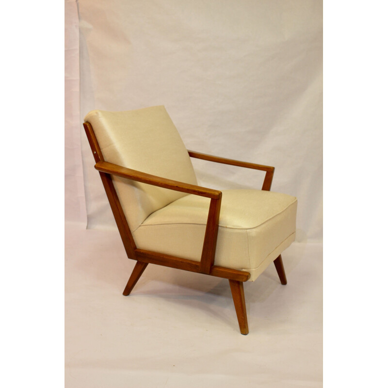 Vintage beige armchair Scandinavian 1960