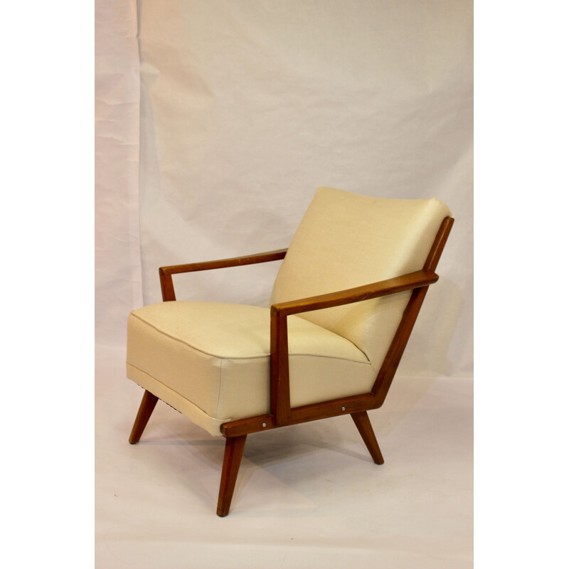 Vintage beige armchair Scandinavian 1960