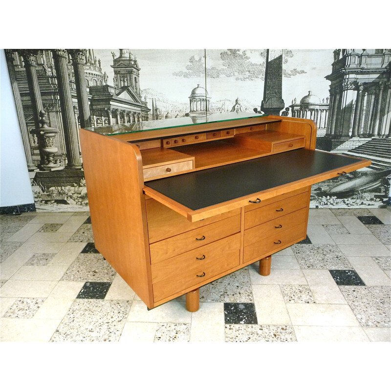 Secretaria vintage 804 roll-top de Gianfranco Frattini para Bernini 1960