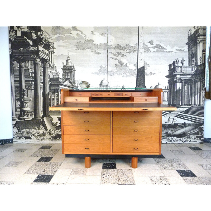 Vintage 804 Roll-Top Secretaire by Gianfranco Frattini for Bernini 1960