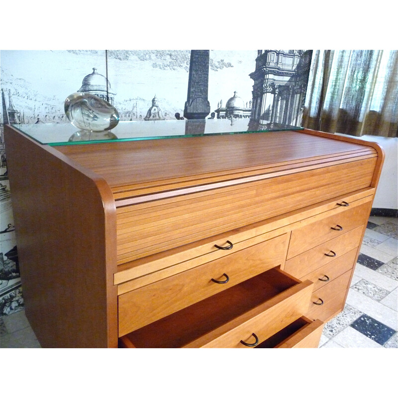 Vintage 804 roll-top secretaire van Gianfranco Frattini voor Bernini 1960