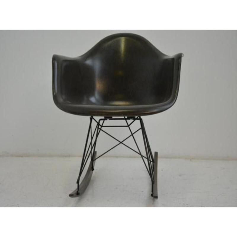 Vintage brown RAR rocking chair by Ray & Charles Eames for Herman Miller