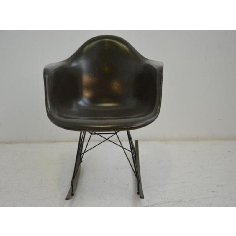 Vintage brown RAR rocking chair by Ray & Charles Eames for Herman Miller