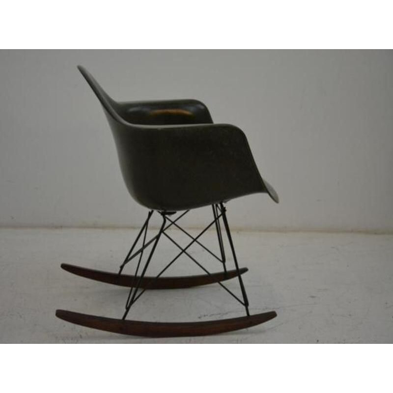 Vintage brown RAR rocking chair by Ray & Charles Eames for Herman Miller
