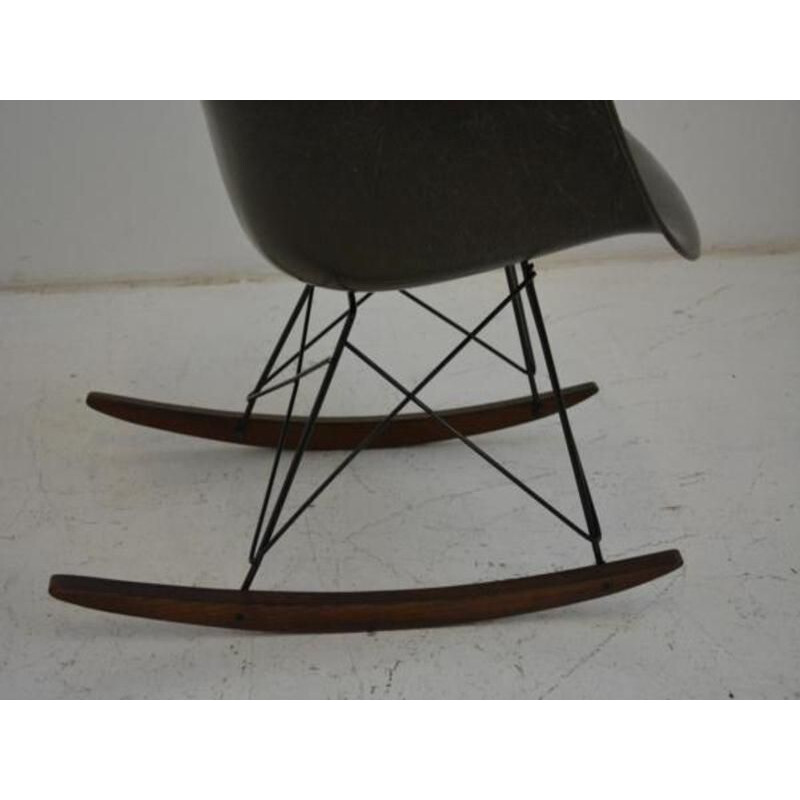 Vintage brown RAR rocking chair by Ray & Charles Eames for Herman Miller