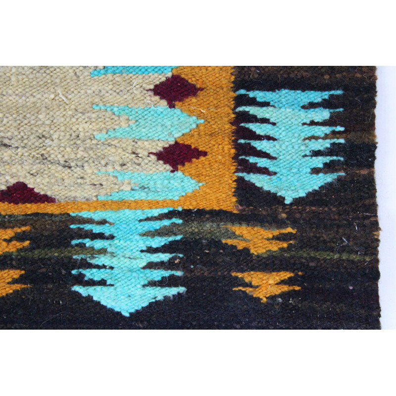 Vintage rug Wool with a Geometric Pattern 1960s