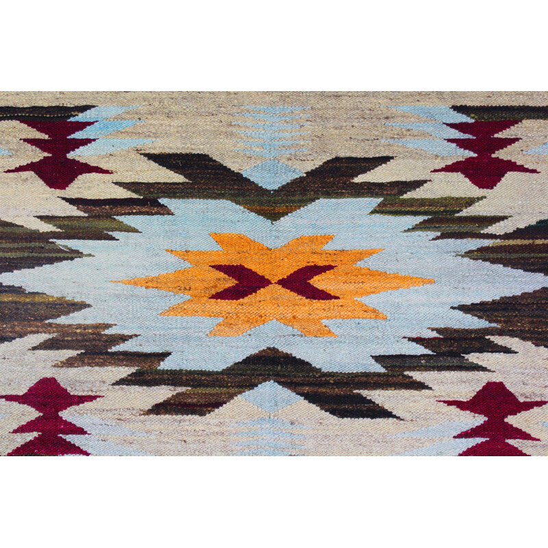 Vintage rug Wool with a Geometric Pattern 1960s