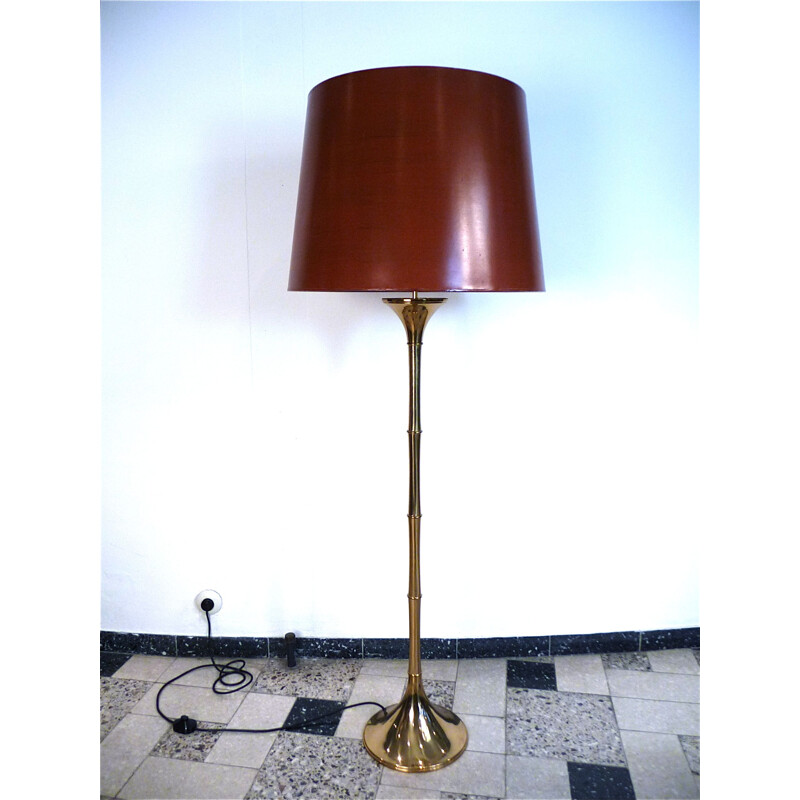 Vintage brass and bamboo floor lamp by Ingo Maurer for Design M, 1960