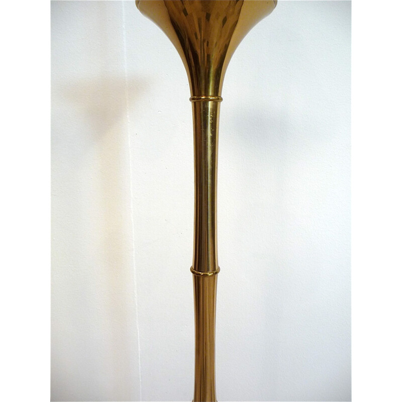 Vintage brass and bamboo floor lamp by Ingo Maurer for Design M, 1960