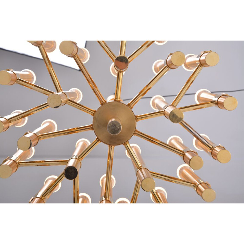 Vintage brass chandelier by Angelo Brotto for Esperia, Italy 1960