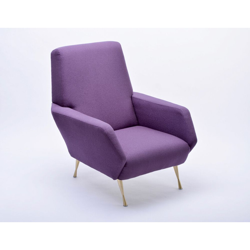 Fauteuil lounge vintage violet italien des années 1950 