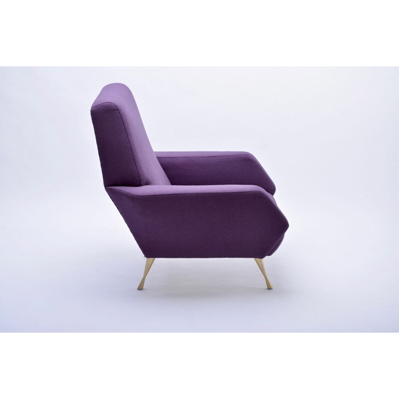 Fauteuil lounge vintage violet italien des années 1950 