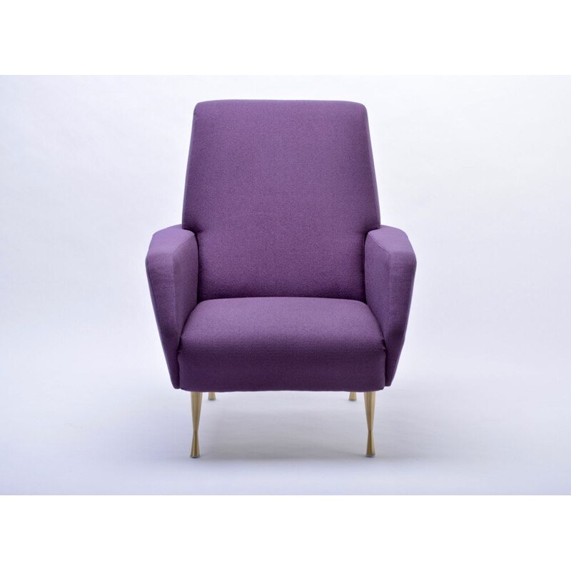 Vintage Lounge Chair Purple Italian 1950s 