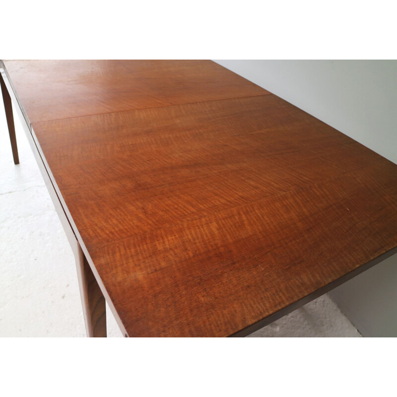 Vintage dining table solid Afrormosia extandable English 1970s 