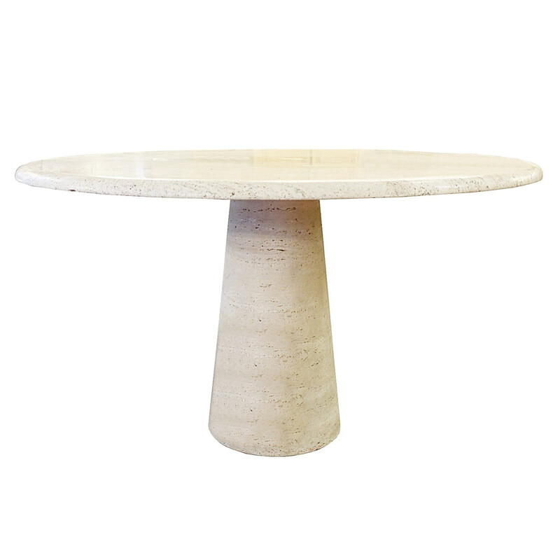 Table vintage circulaire travertin