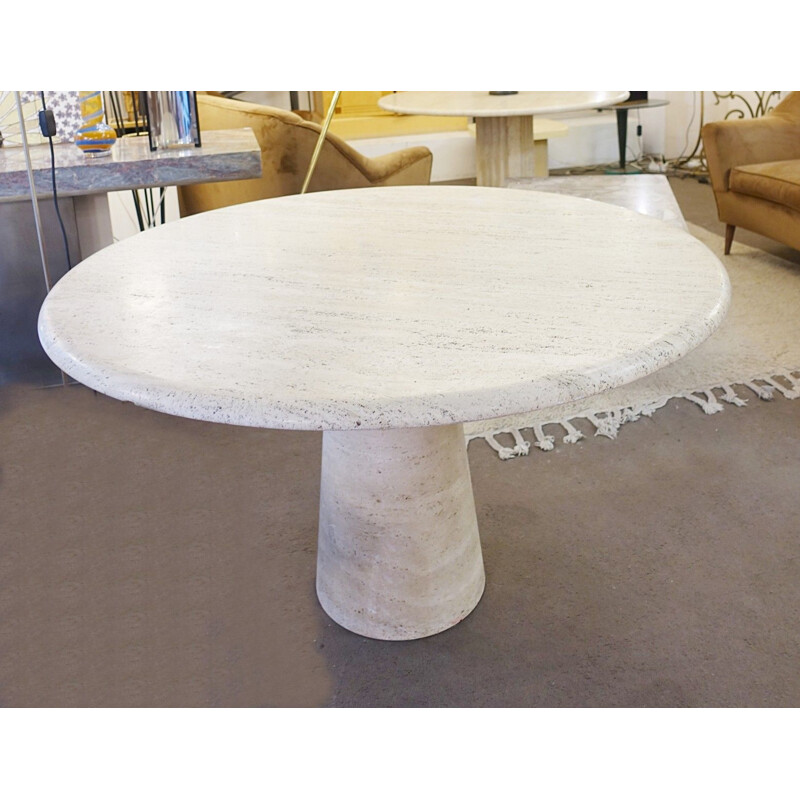 Table vintage circulaire travertin