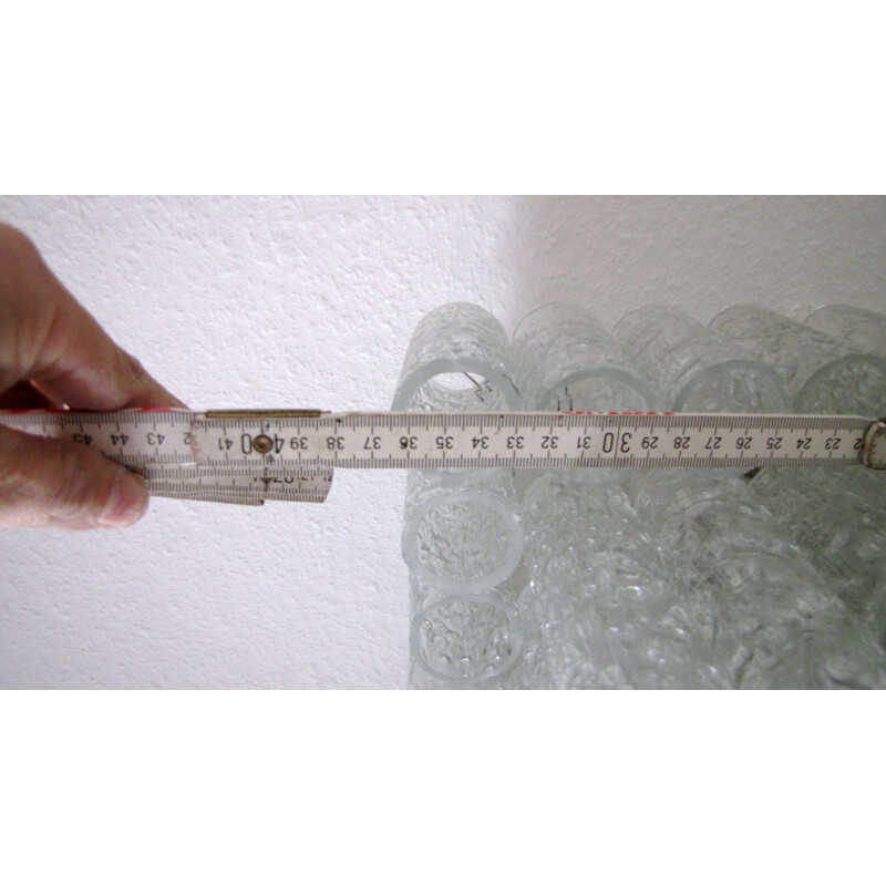 Vintage german Ice Glass Chandelier by Doria Leuchten - 1960s