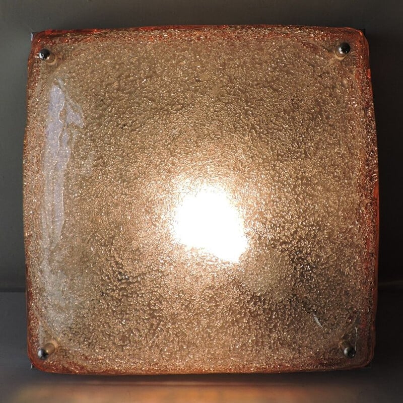 Lámpara de techo vintage en cristal de murano mazzega