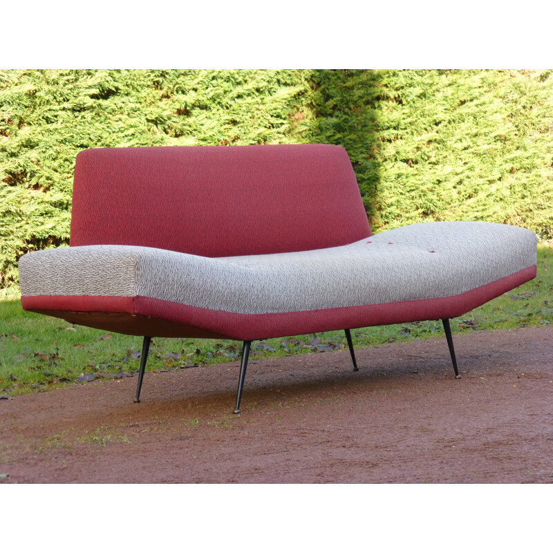 Canapé vintage en coton et acier - 1950