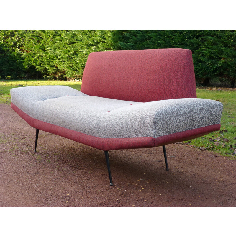 Vintage sofa in fabric and steel - 1950s