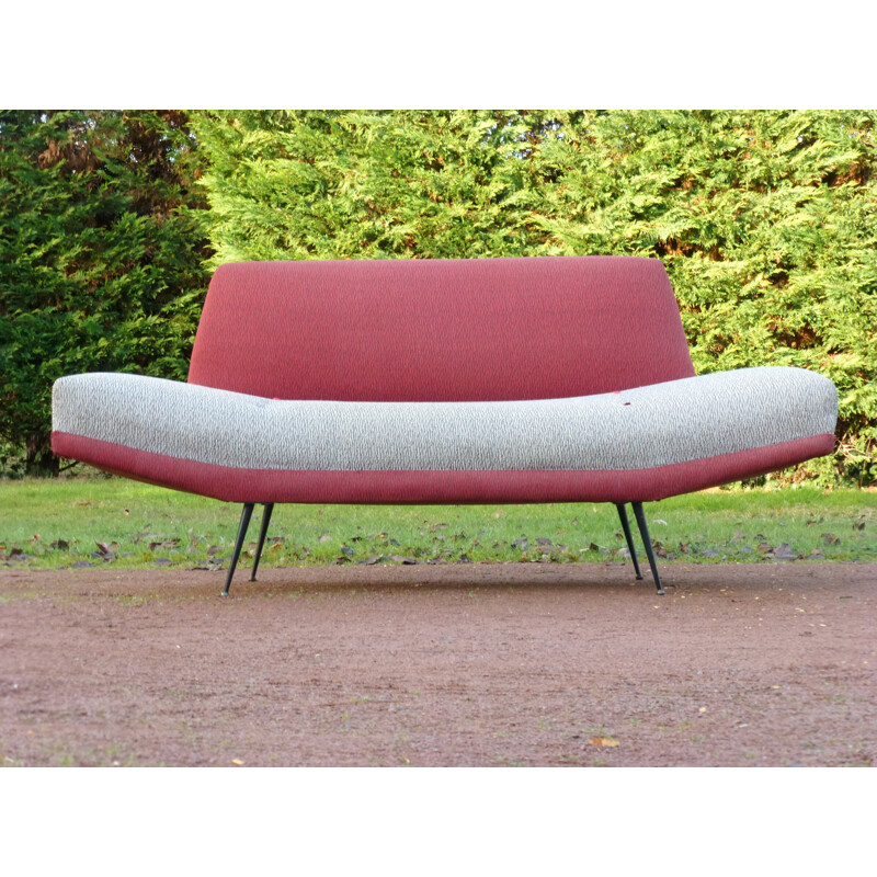 Vintage sofa in fabric and steel - 1950s