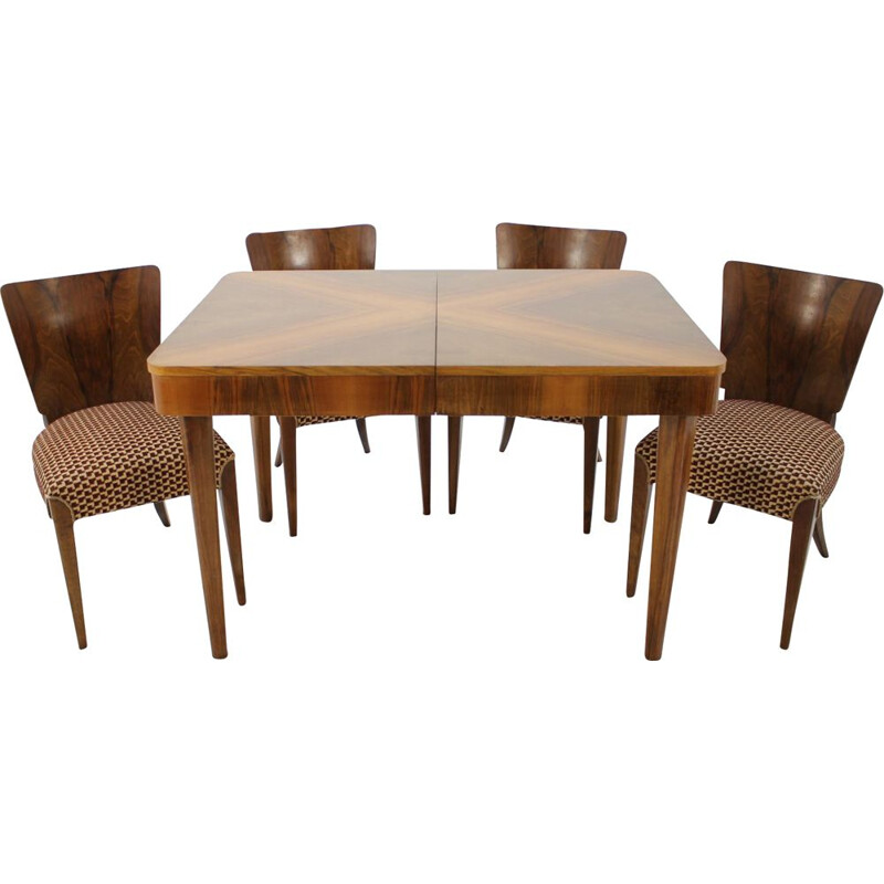 Vintage H-214 dining Set for UP Zavody in walnut 1950