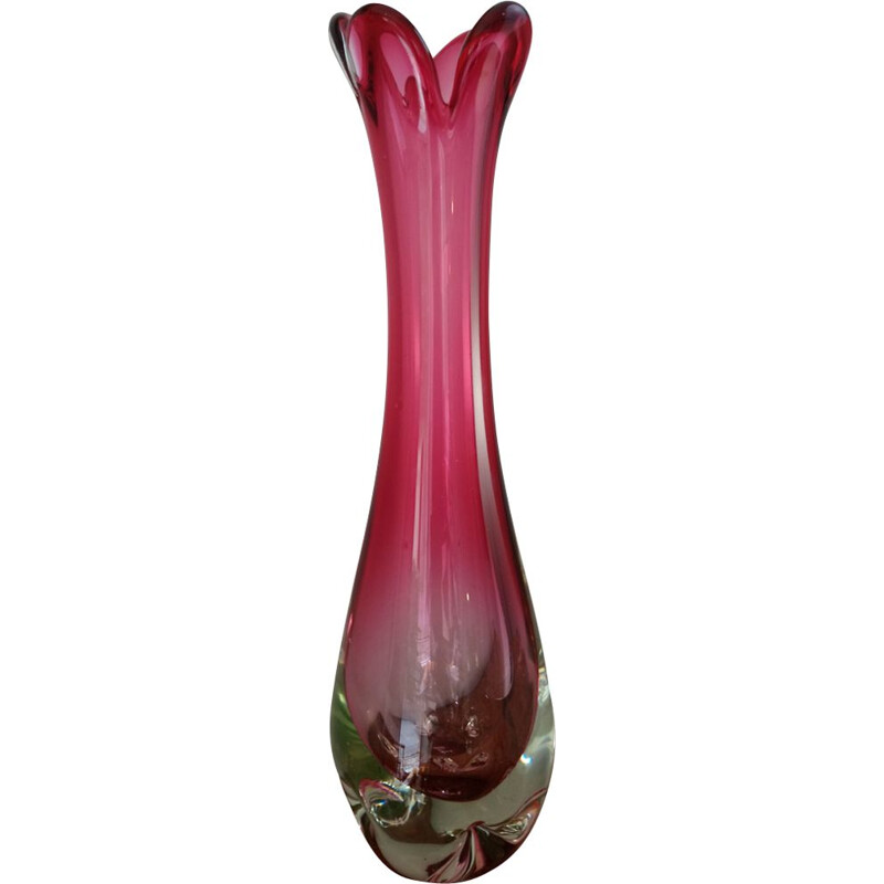 Grand vase vintage en verre de Murano 1960 