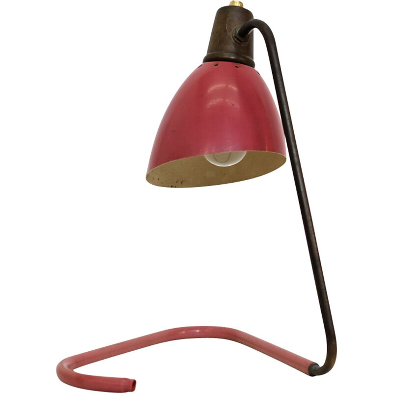 Vintage red and gold lamp by Robert Caillat 1950