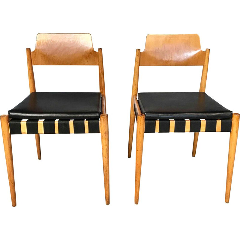 Par de cadeiras de madeira compensada Se 119 de Egon Eiermann para Wilde e Spieth, Alemanha 1958