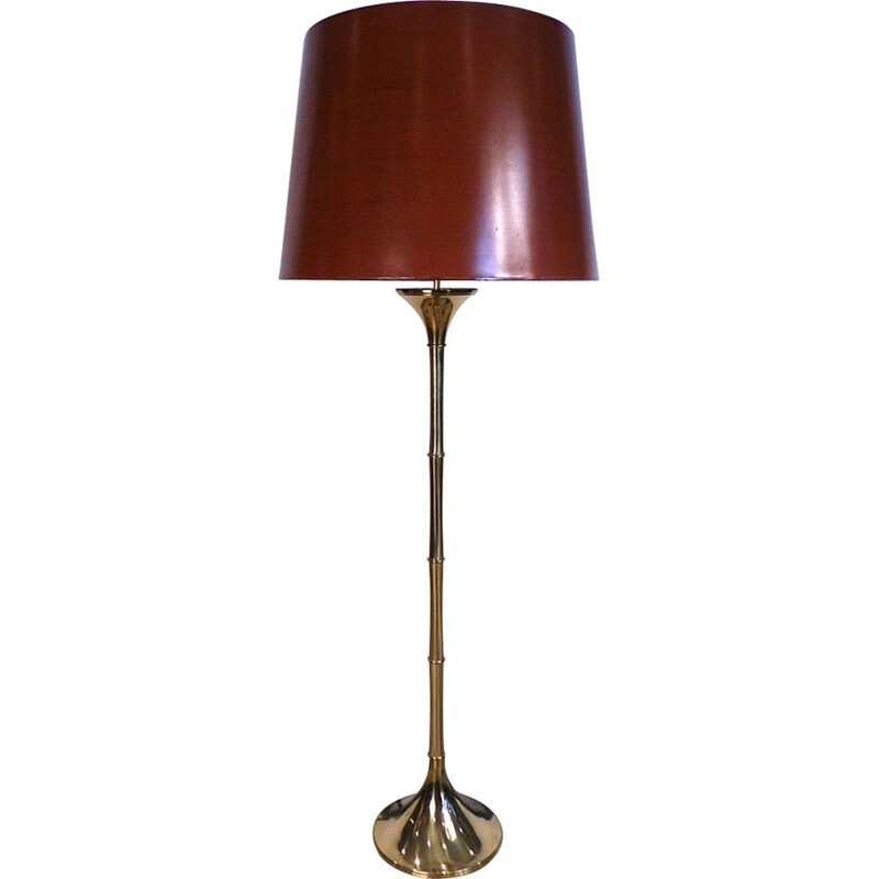 Lampada da terra vintage in ottone e bambù di Ingo Maurer per Design M, 1960
