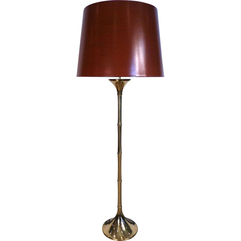 Vintage brass and bamboo floor lamp by Ingo Maurer for Design M, 1960