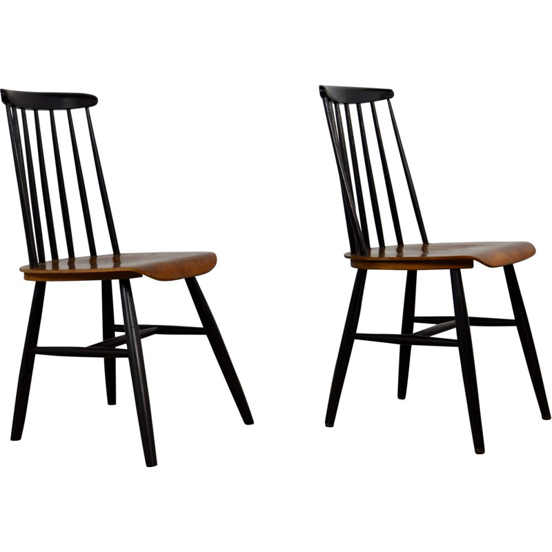 Paire de chaises vintage à barreaux Scandinavie 1960s