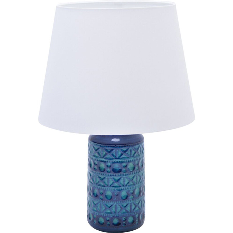 Vintage table lamp No.57-25 Blue & Green Ceramic by Lyskær Belysning, Danish 1960s