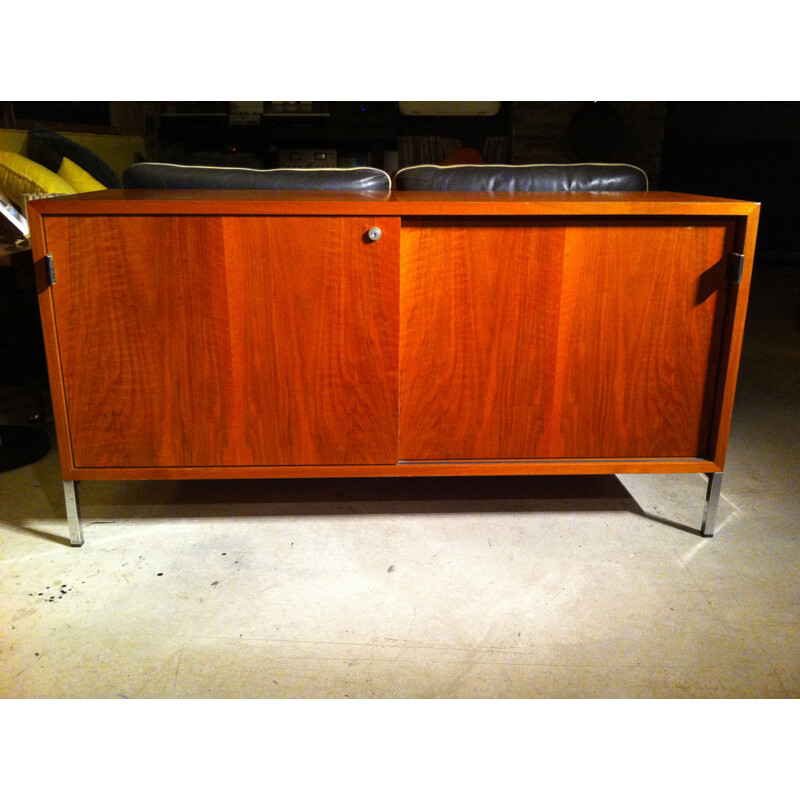 Sideboard in walnut and leather, Florence KNOLL - 1960s