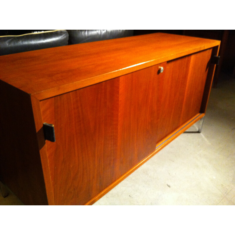 Sideboard in walnut and leather, Florence KNOLL - 1960s
