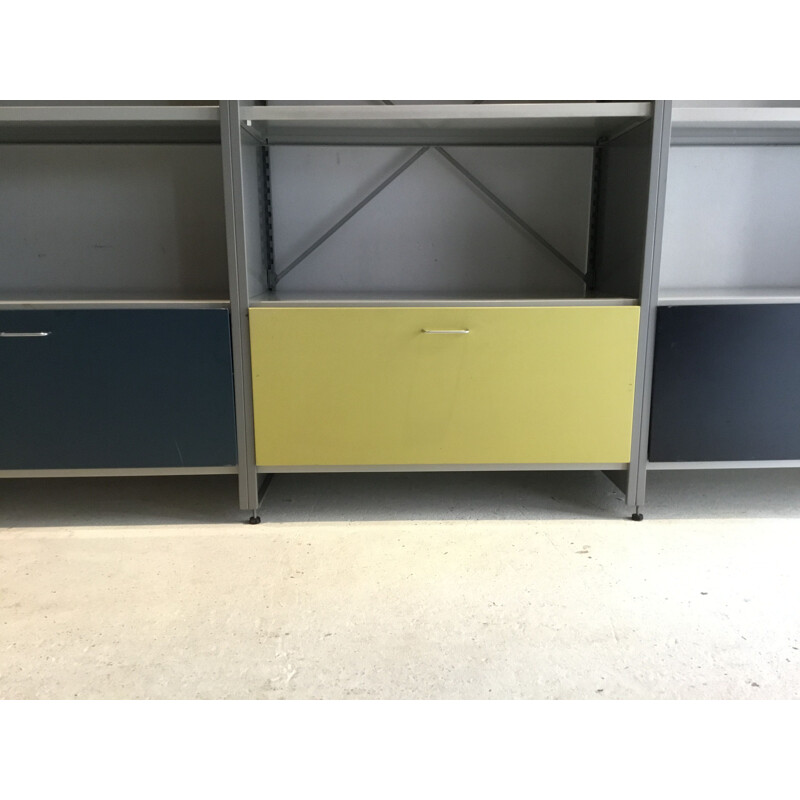 Vintage colourful cabinet for Gispen in grey metal 1950