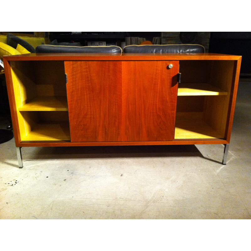 Sideboard in walnut and leather, Florence KNOLL - 1960s