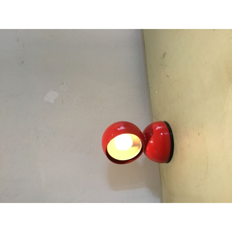 Lampe vintage Eclisse rouge pour Artemide en aluminium et métal 1960
