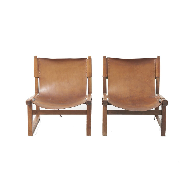 Set of 4 vintage armchairs Riaza in walnut by Paco Muñoz for Darro Spain 1959