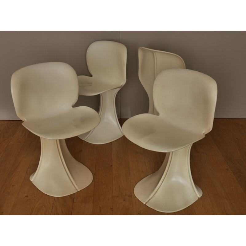 Set of 4 vintage chairs Flower by Pierre Paulin Edition Boro 1960s