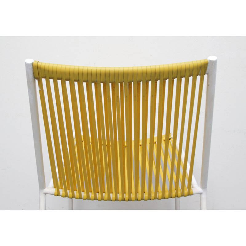 Set of 4 vintage chairs Scoubidou yellow 1950s