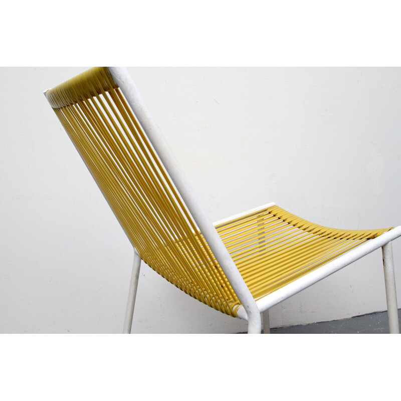 Set of 4 vintage chairs Scoubidou yellow 1950s