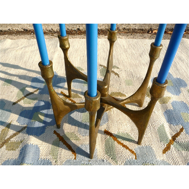 Vintage Candle Stand Brutalist Bronze Art from Harjes Metallkunst, German 1960s