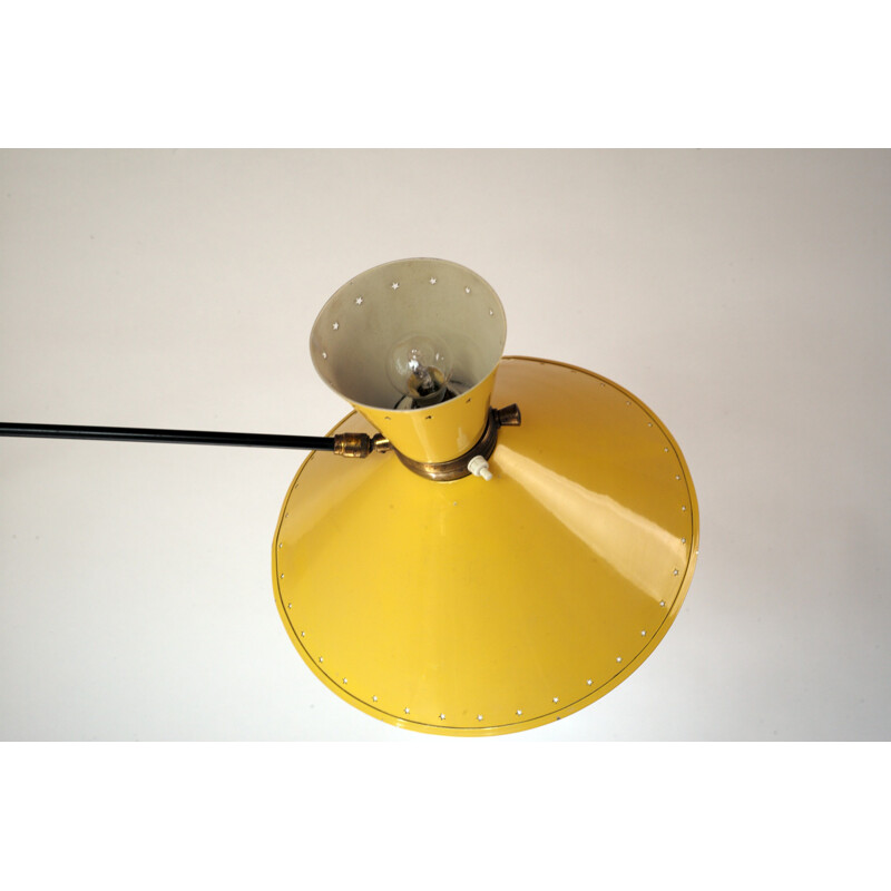 Adjustable Lunel lamp in yellow metal, René MATHIEU - 1950s