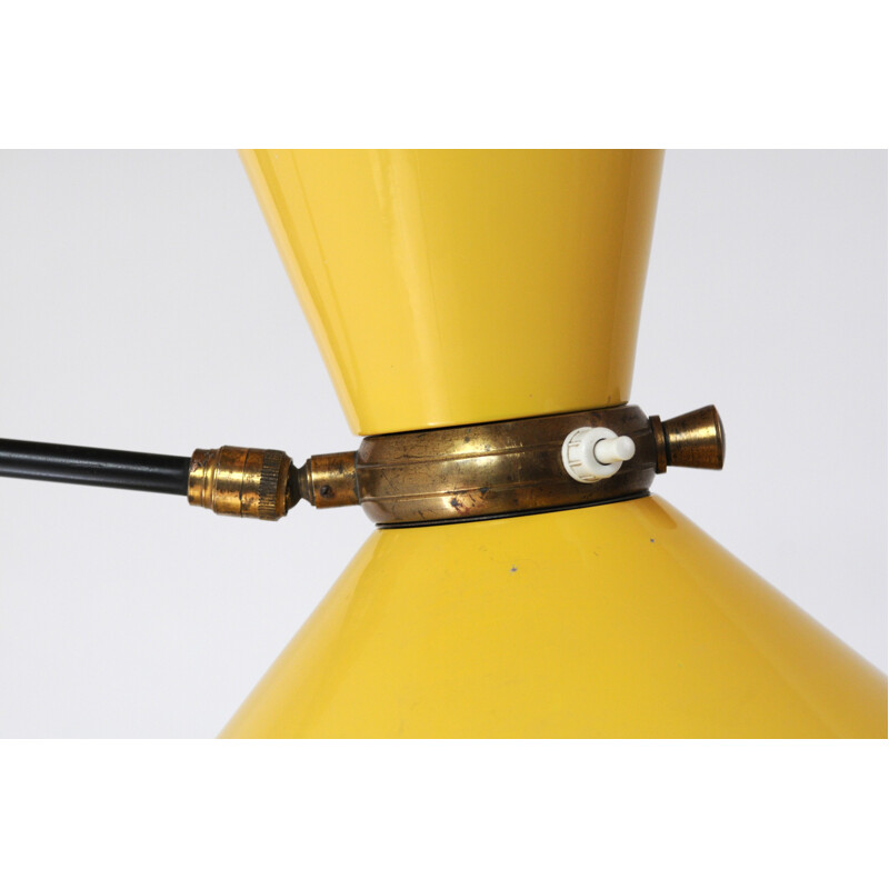 Adjustable Lunel lamp in yellow metal, René MATHIEU - 1950s