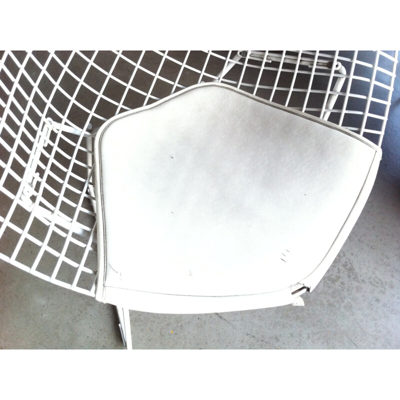 Knoll armchair in white rislan, Harry BERTOIA - 1970s