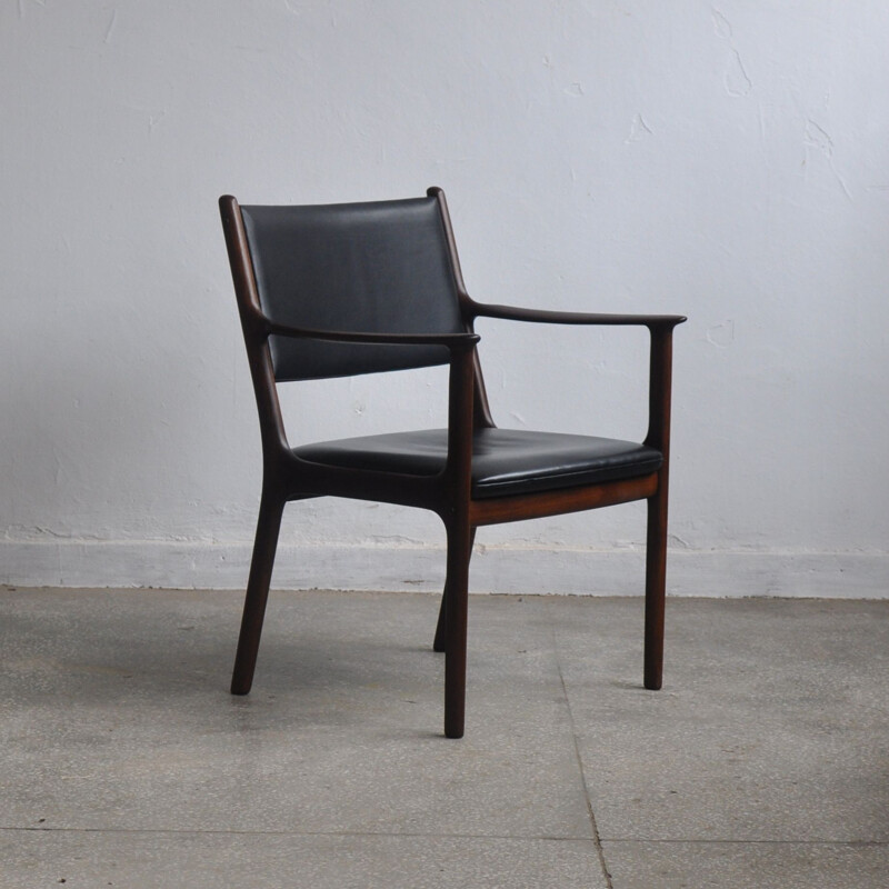 Vintage armchair in mahogany by OLE Wanscher for Poul Jeppesens Møbelfabrik 1960